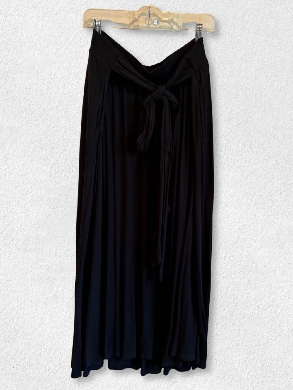 NWT Ava & Viv Black Tie-Waist A-Line Maxi Skirt with Slit & Pockets 3X Plus